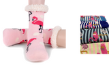 1 Pair Ladies Thick Fur Bed Socks Womens Sherpa Fluffy Non Slip - Flamingo