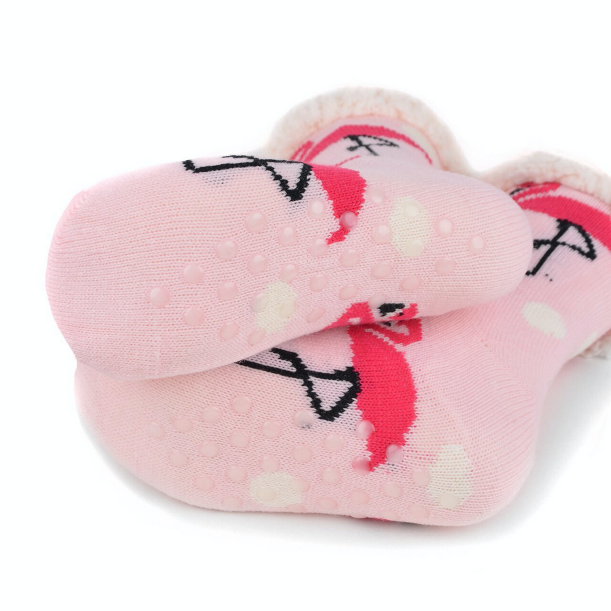 3 Pairs Ladies Thick Fur Bed Socks Womens Sherpa Fluffy Non Slip - Flamingo