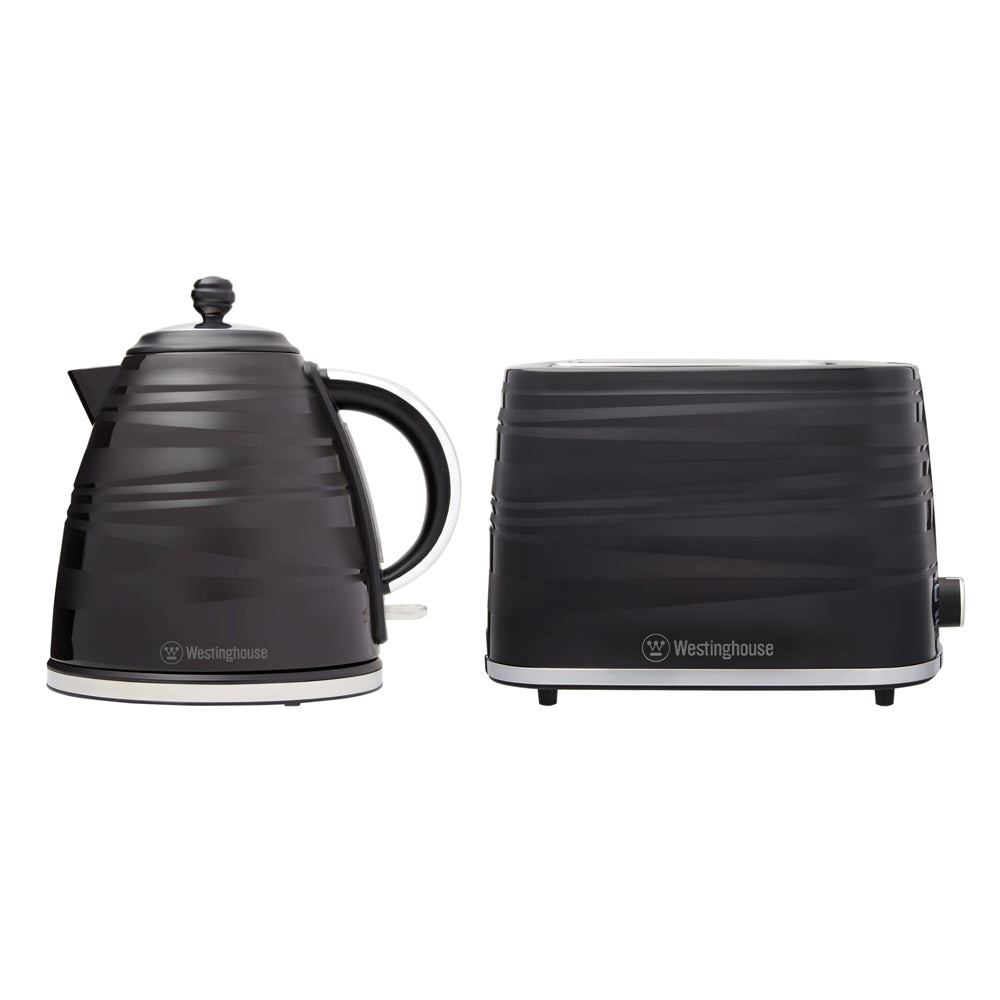 Westinghouse Plastic 1.7L Kettle & 2 Slice Toaster Pack - Black WHKTPK07K