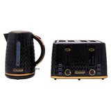 Westinghouse 1.7L Kettle & 4 Slice Toaster Pack Black/Gold Zig Zag Pattern