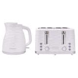 Westinghouse 1.7L Kettle & 4 Slice Toaster Pack White/Silver Wave Pattern