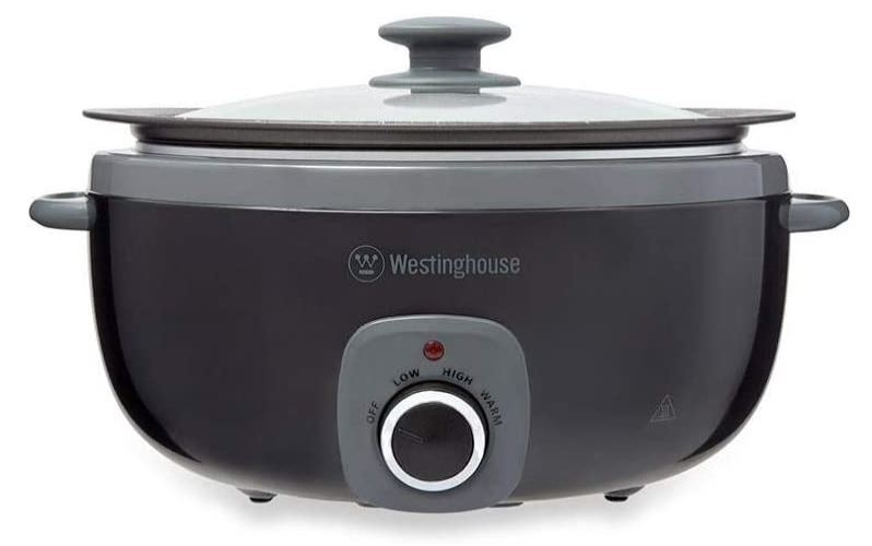 Westinghouse 6.5L Non Stick Ceramic Bowl Crock Pot Glass Lid Cookware - Black