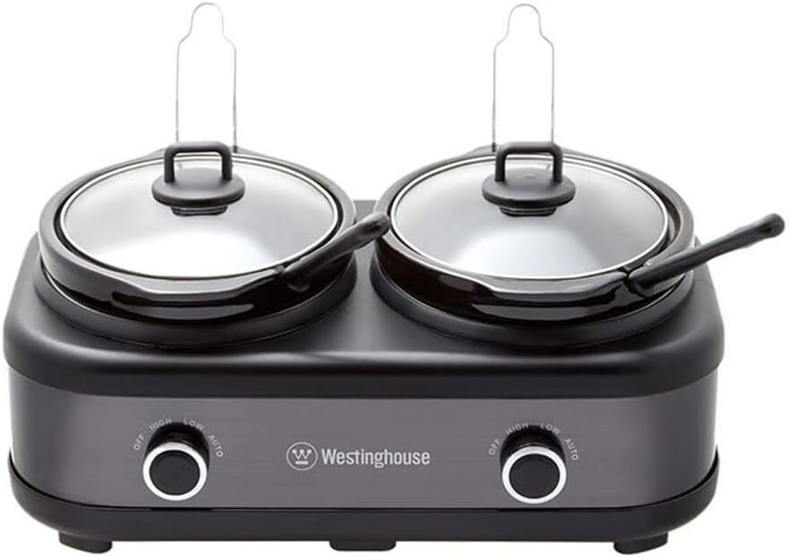 Westinghouse 2 Pot Slow Cooker - Black/Stainless Steel WHSC06KS