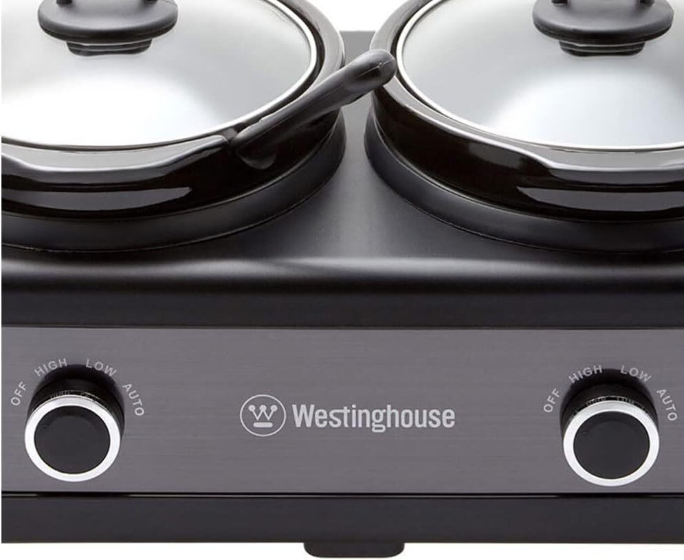 Westinghouse 2 Pot Slow Cooker - Black/Stainless Steel WHSC06KS