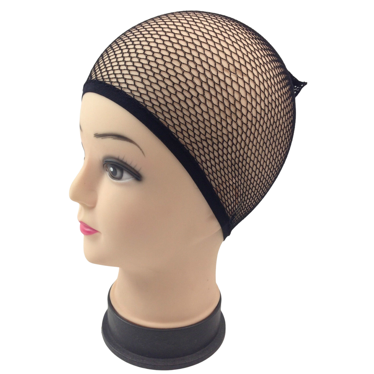 FISHNET WIG Cap Weaving Mesh HAIR NET Elastic Ladies Black Liner Fancy Party