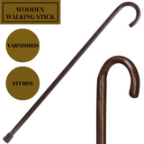 93cm WOODEN WALKING STICK Wood Cane Pole Carved Varnished Deluxe Sturdy - Mahogany