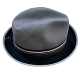 100% Wool Trilby Hat in Grey/Black with Feather