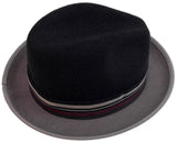 100% Mens Pure Wool Trilby Hat Fedora Warm Winter Classic - Black/Grey