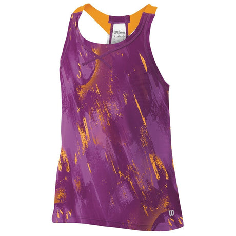 Wilson Girls SP Painted Print Mesh BF Tank Top Tennis Sports Kids - Dark Plumberry