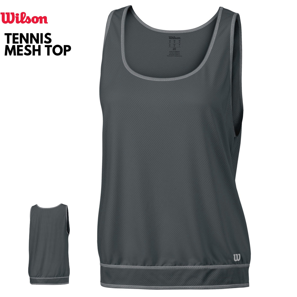 WILSON Womens Spring Mesh Tank Top nanoWIK Tennis - Grey