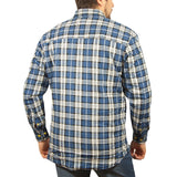 Jacksmith Quilted Flannelette Shirt Mens Jacket 100% Cotton Padded Warm Winter Flannel - Navy/Light Blue