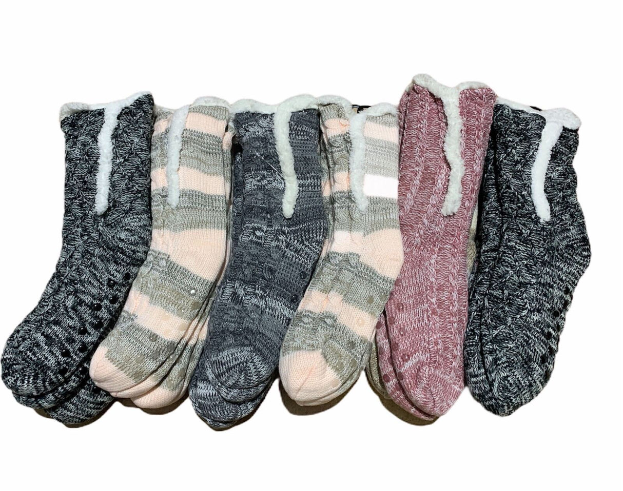 1 Pair Ladies Thick Fur Bed Socks Womens Sherpa Fluffy Non Slip - Side Line