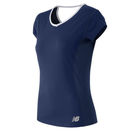 New Balance Womens Tournament Cap Sleeve Tennis Top T-Shirt - Aviator