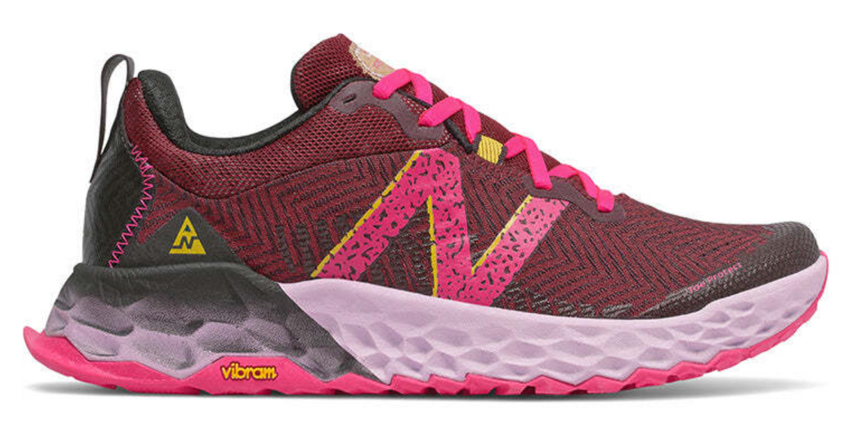 New Balance Womens Hierro V6 Wide Shoes Vibram Trail Running - Garnet/Pink Glo