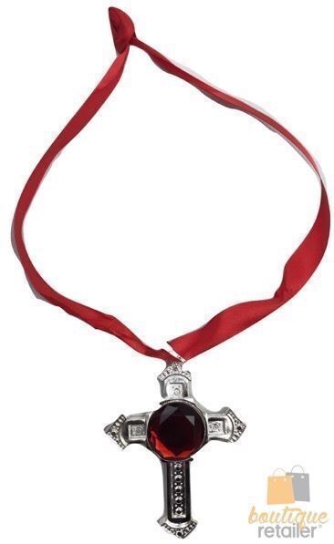 VAMPIRE NECKLACE Medallion Halloween Punk Star Costume Gothic Cross