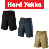 HARD YAKKA Generation Y Work Cargo Shorts Cotton Drill Utility Pockets Y05500 - Black (602)