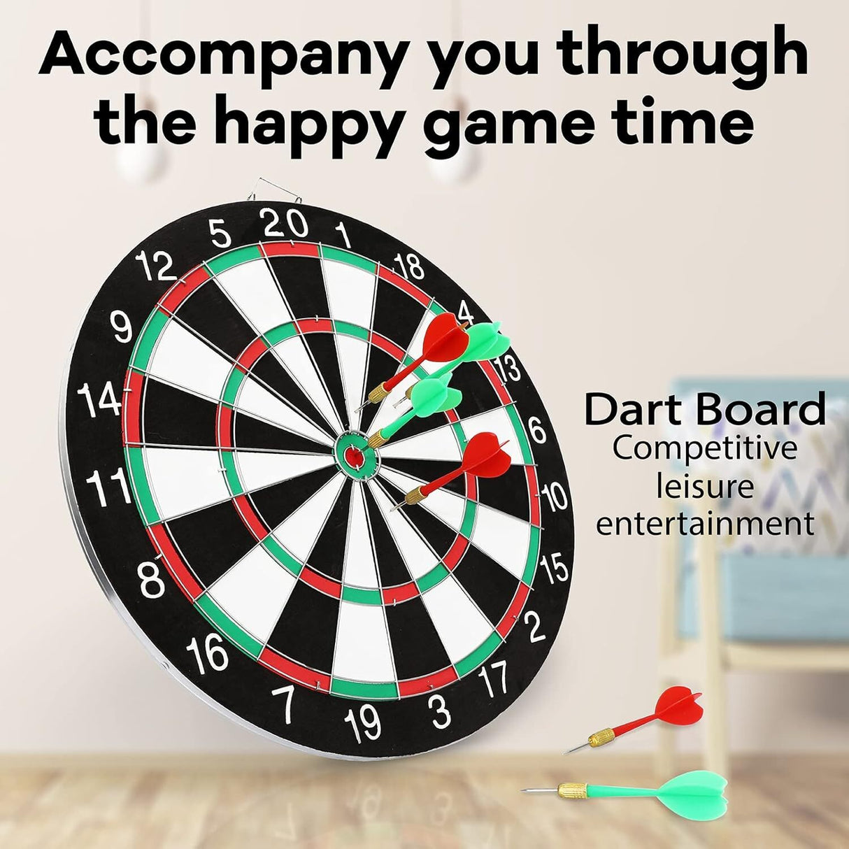 15" Dartboard Dart Board with Steel Darts Professional Competition Party Game