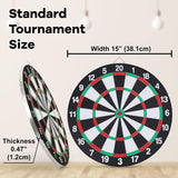 15" Dartboard Dart Board with Steel Darts Professional Competition Party Game